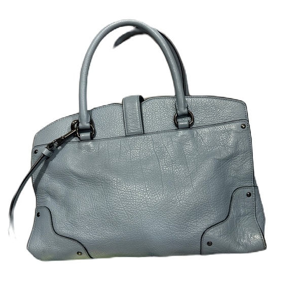 Excellent Coach 37779 Mercer24” Leather Satchel Crossbody Blue Retail not Outlet - Picture 4 of 11